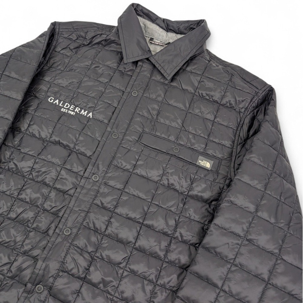 The North Face Thermoball Shirt Jacket Mens Black Logo Quilted Puffer Gorpcore‎